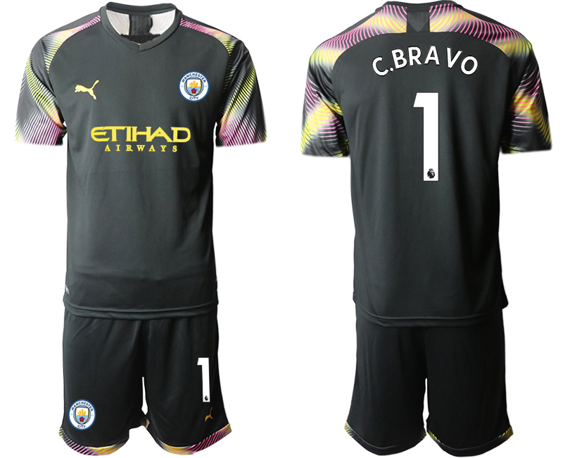 Men 2020-2021 club Manchester City goalkeeper black #1 Soccer Jerseys->customized soccer jersey->Custom Jersey